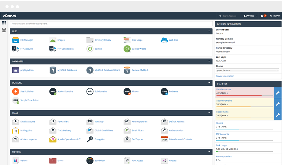 Cpanel Inclus la orice pachet de gazduire